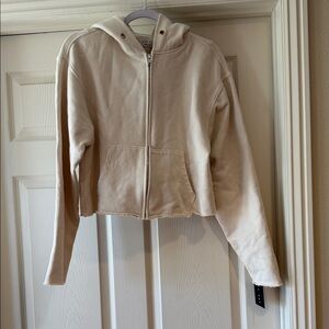 Les Tien Women's Cream Zip Up Hoodie Jacket Sz S.  NWT. Box33